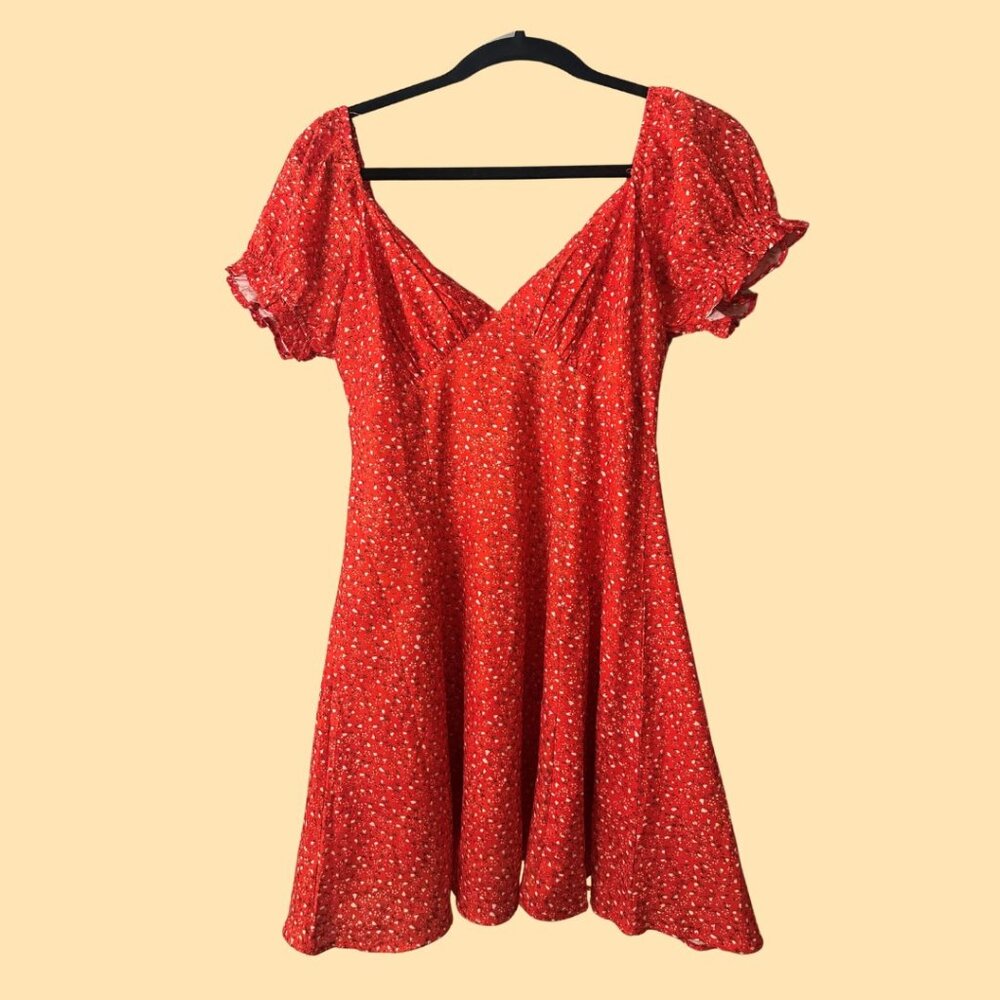 Red floral Princess Polly summer dress - size 6, medium